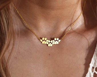 Gepersonaliseerde hondenpootketting • Kattenpootketting • Unieke huisdierherinnering huisdierherdenkingsketting • Dierenketting • Huisdierketting • Cadeau voor haar