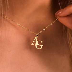 Two Letter Necklace • Custom Initial Necklace • Personalised Double Initial Necklace•Double Letters Pendant•Couple necklace•Anniversary Gift
