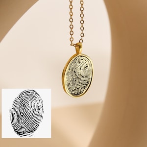 Personalised Actual Fingerprint Necklace • Custom Fingerprint Pendant • Custom Name Pendant•Memorial Gifts•Handwriting Necklace•Gift for Mom