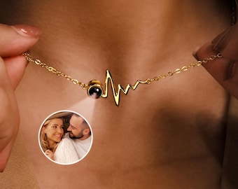 Personalisierte Halskette • Fotoprojektion-Anhänger • Personalisierte Halskette • Fotoprojektions-Halskette • Geschenk zum Valentinstag