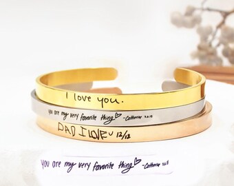 Handwriting Bracelet •Custom Actual Handwriting Jewelry • Signature Bracelet •Mom, Dad Handwriting bracelet • Memorial jewelry•Mother's Gift