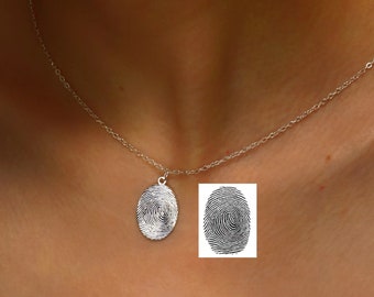 Your Fingerprint Necklace •  Silver Fingerprint Jewelry • Handwriting Necklace • Sympathy Gift•  Memorial Necklace • Mother's Day Gifts