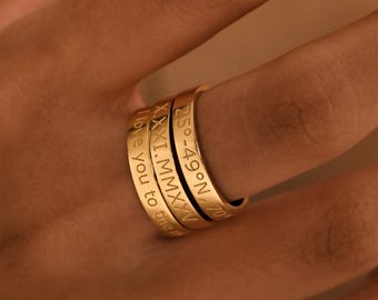 Anillo grabado, Anillo personalizado, Anillo fino grabado personalizado, Anillo con nombre personalizado, Anillo de promesa minimalista, Regalo para ella