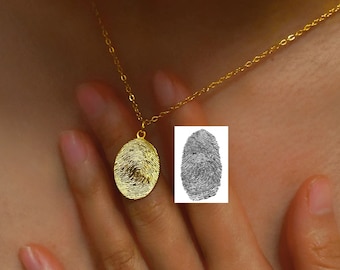 Your Fingerprint Necklace • Personalized Fingerprint Pendant • Handwriting Necklace • Sympathy Gift•  Memorial Necklace • Mother's Day Gifts