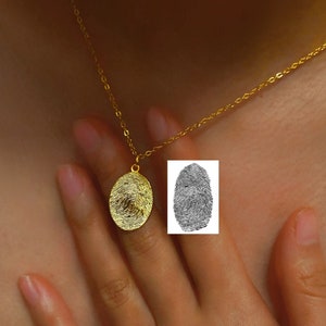 Your Fingerprint Necklace • Personalized Fingerprint Pendant • Handwriting Necklace • Sympathy Gift•  Memorial Necklace • Mother&#39;s Day Gifts