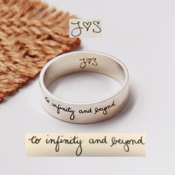 Personalisierter Handschrift Ring • Echter Handschrift Ring • Benutzerdefinierter Namensring • Eheringe • Andenken Geschenk • Geschenk für Ihn • Geschenk für Sie