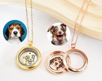 Pet Memorial Jewelry • Keepsake Necklace• Pet Photo Necklace•Dog Fur Memorial Necklace• Keepsake with Portrait Engraving • Cat Memorial Gift