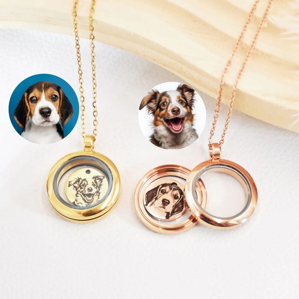 Pet Memorial Jewelry • Keepsake Necklace• Pet Photo Necklace•Dog Fur Memorial Necklace• Keepsake with Portrait Engraving • Cat Memorial Gift