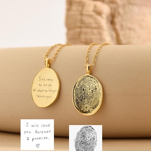 Personalised Actual Fingerprint Necklace • Custom Fingerprint Pendant • Custom Name Pendant•Memorial Gifts•Handwriting Necklace•Gift for Mom