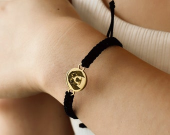 Personalisiertes Tier Portrait Bettelarmband • Personalisiertes Tier Portrait Armband • Gravur Katzen Portrait • Geschenk bei Verlust des Haustieres • Haustier Erinnerungsgeschenk