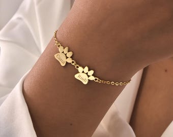 Paw Name Bracelet • Dog/Cat Bracelet • Personalized Paw Bracelet •Animal Friendly Jewelry•Pet Lover Gift•Pet Memorial Gift•Mother's day Gift