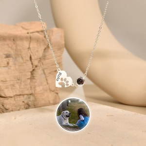 Paw Name Projection Necklace with Heart • Pet Name Photo Projection Necklace • Picture Inside Jewelry•Pet Memorial Gift•Gifts for Pet Lovers