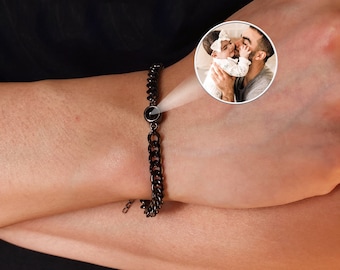 Photo Bracelet • Personalized Projection Picture Bracelet for Men • Memorial Jewelry • Father day Gift • Gift for Him • Boyfriend Bracelet