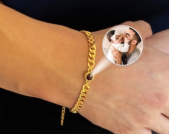 Photo Bracelet • Father day Gift • Projection bracelet • Memorial Jewelry •Anniversary Gift for him • Gift for Dad •Christmas Gift