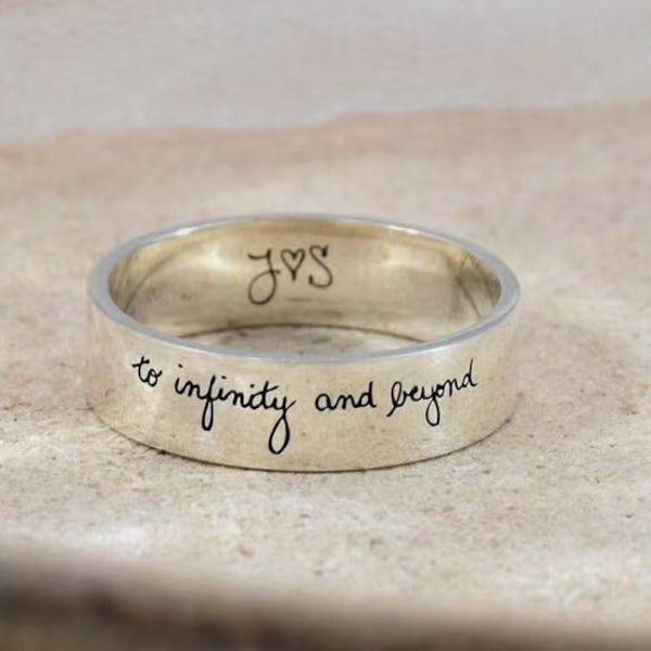 Personalized Handwriting Ring • Actual Handwriting Ring •Signature Ring•Engraved Handwriting Ring•Memorial Jewelry•Father's Day•Gift for her