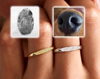 Pet's Nose Print Ring •Custom Pet Ring•Pet Memorial Gift•Nose Print Engraving•Custom Actual Fingerprint Engraved Signet Ring•Christmas Gifts