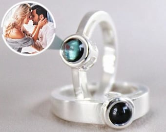 Anillo de proyección de fotos • Anillo de fotos para pareja • Anillos de fotos para parejas • Anillo conmemorativo personalizado•Cien idiomas•Anillo BFF•Regalo para ella
