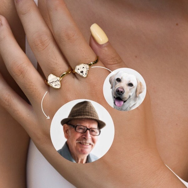 Pet Photo Ring • Custom Pet Portrait Ring • Engraved Dog or Cat Ring• Pet Memorial Ring •Your Pet Ring •Pet Memorial Jewelry •Pet Lover Gift