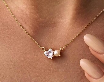 Lovers Birthstone Matching Heart Necklace•Minimalist Heart Birthstone Necklace•Birthstone Heart Necklace•Birthstone Heart Necklace•Love Gift
