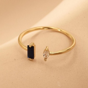 Anpassad Baguette & Marquise Födelsestensring • Parsmycken • Mini Toi et Moi Födelsestensring • Julklappar • Present till henne • Jubileumspresent