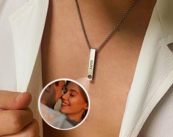 Custom 3D Bar Projection Necklace • Photo projection necklace • Projection necklace • Photo necklace • Gift for Him • Gift for Dad Boyfriend