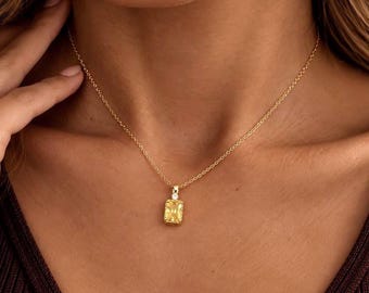 Personalized Birthstone Necklace, Minimalist Block Pendant Necklace, Family Gift, Birthday Grandma Gift, Christmas Day Gift for Her