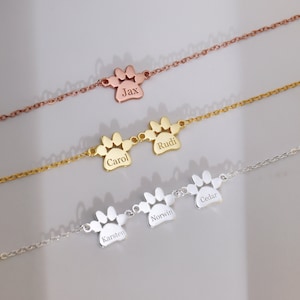 Bracelet prénom patte Bracelet chien/chat Bracelet patte personnalisé Bijoux respectueux des animaux Cadeau pour amoureux des animaux Cadeau à la mémoire d'un animal de compagnie Cadeau pour la fête des mères image 4