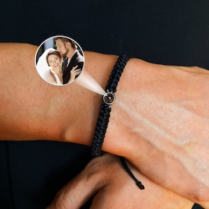 Fotoarmband • Aangepaste fotoprojectiearmband • Gevlochten touwarmband • Vaderdagcadeau • Verjaardagscadeau voor hem • Herdenkingssieraden