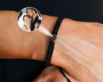 Photo Bracelet • Custom Photo Projection Bracelet • Braided Rope Bracelet • Father day Gift • Anniversary Gift for him • Memorial Jewelry