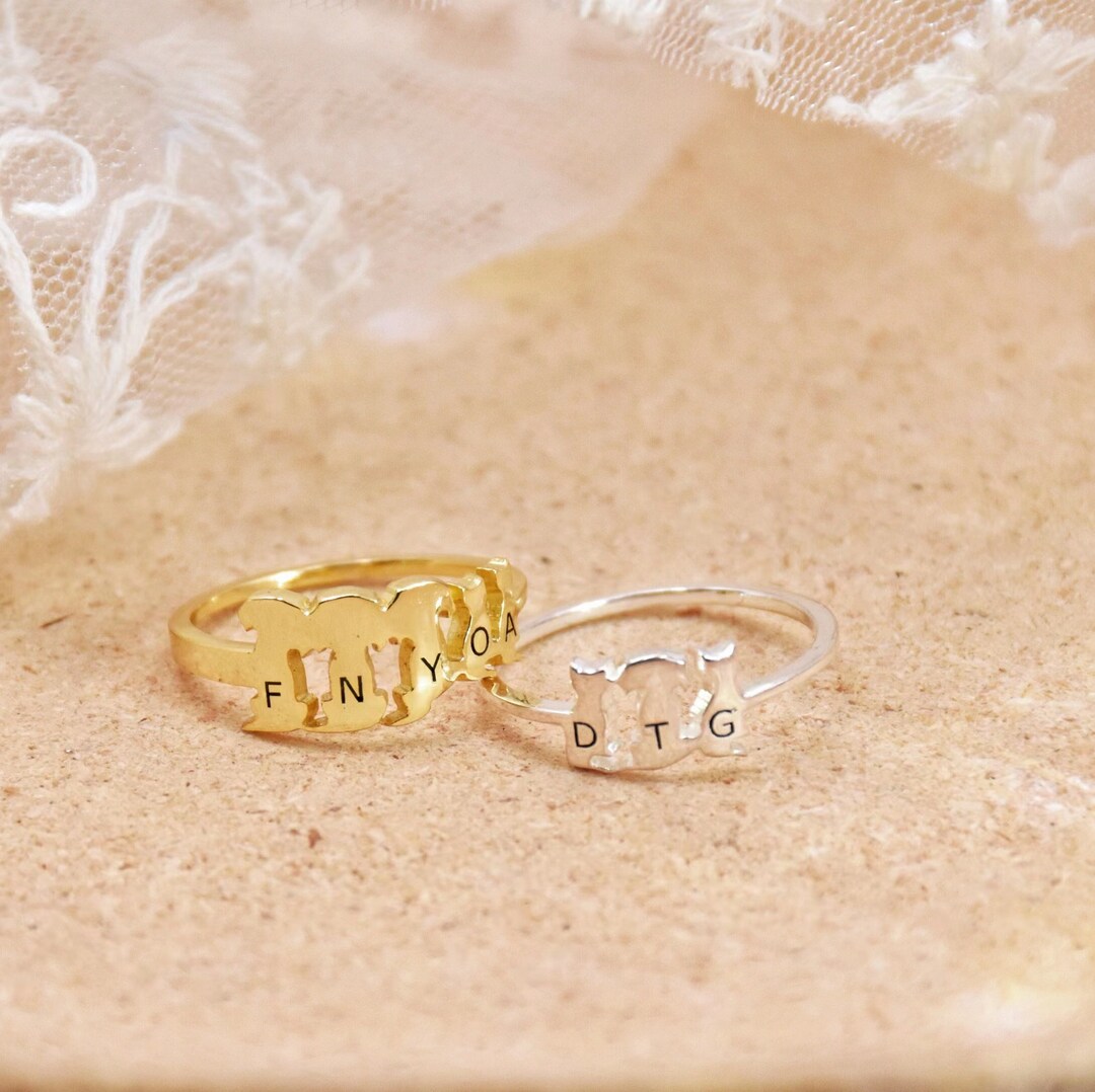 Solid 925 Silver Custom Dog and Cat Ring• Personalized Pet Ring ...