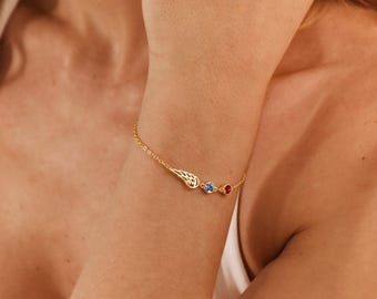Angel Wings Bracelet with Birthstone • Loss of Baby Bracelet • Angel Baby Infant Loss Gift • Guardian Angel • Miscarriage Jewelry