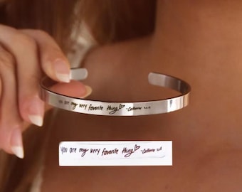 Handwriting Bracelet •Custom Actual Handwriting Jewelry • Signature Bracelet •Mom, Dad Handwriting bracelet • Memorial jewelry•Mother's Gift