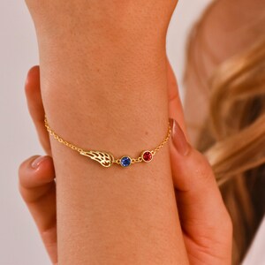 Änglavingearmband med födelsesten • Änglavingearmband med födelsesten • Minnesvingearmband för mamma • Förlust av närstående • Missfallssmycken bild 2