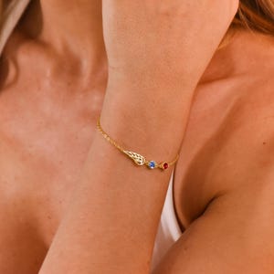 Änglavingearmband med födelsesten • Änglavingearmband med födelsesten • Minnesvingearmband för mamma • Förlust av närstående • Missfallssmycken bild 3