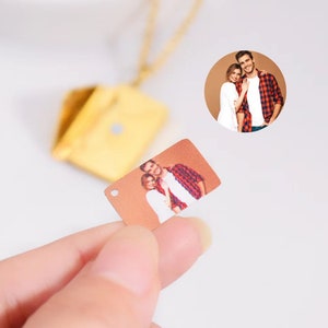 Custom Engraving Photo Locket Sentimental Relationship Jewelry Gold Mail Envelope Couple Necklace Trendy Best Friend Gift Mom's gift image 2