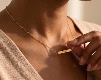 Engraved Name Bar Necklace •Custom Name Necklace •Custom Bar Necklace •Engraved Bar Necklace •Gift for mom •Personalized•Minimalist Bar Name
