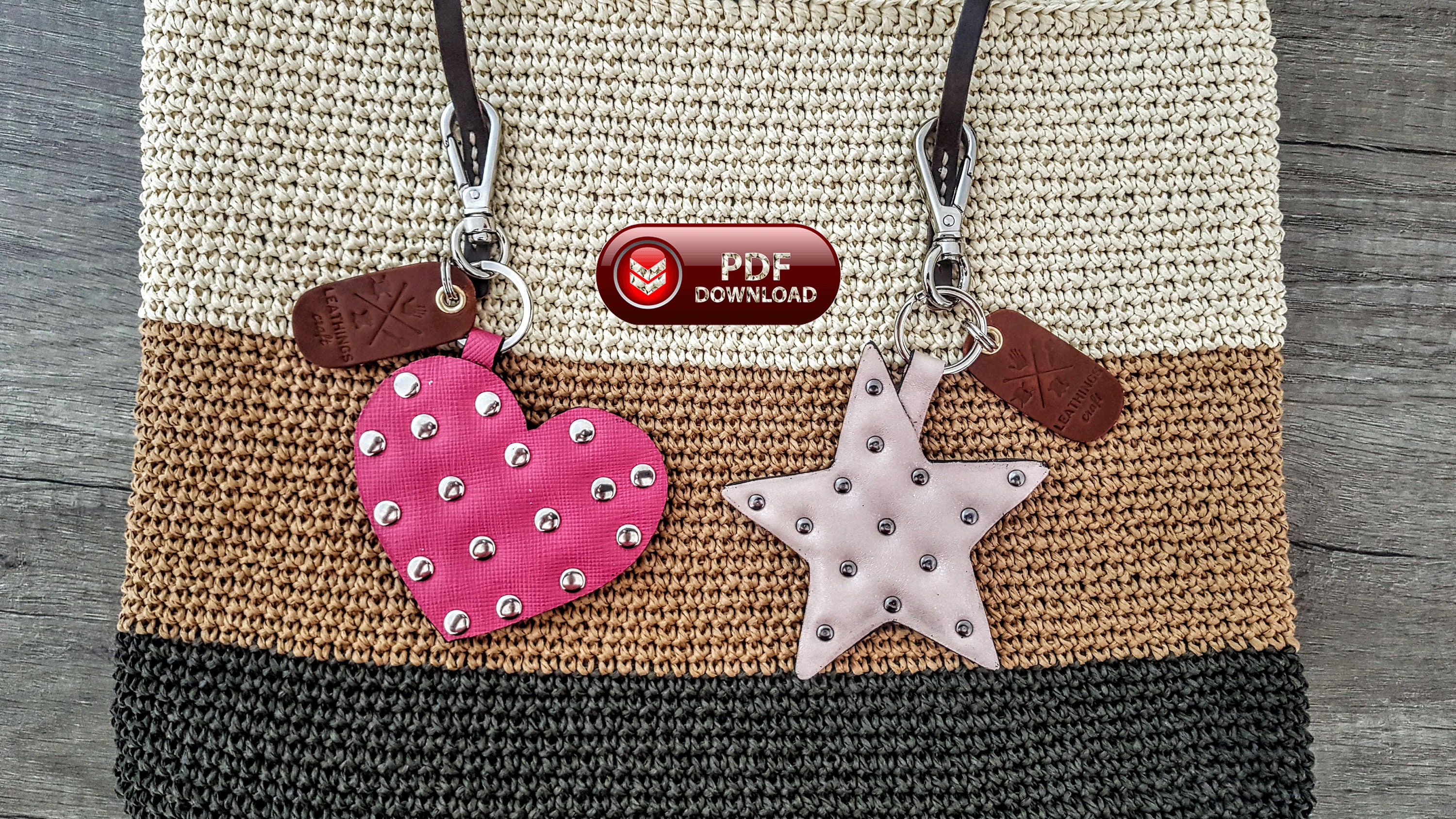 PDF Leather Bag Charms Pattern 4 Leather Keychain Template Etsy