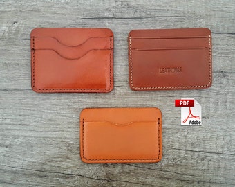 PDF Slim card wallet Patterns 3 Different pattern Leather Card Holders Template, Hand craft Front Pocket Make DIY Leather credit card case