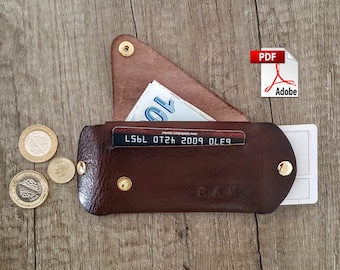 Origami Multi pocket 2 wallet pattern, non stitched flap fold wallet DIY make Leather card case templates pdf leather wallets hand craft