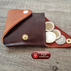 Origami Geldbörse PDF nicht Stich Leder Münze Etui Vorlage Download Schlüsseltäschchen Muster DIY Leder Münze Geldbeutel machen Hand Handwerk Geschenkideen