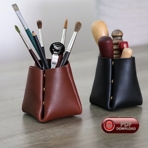 Origami PDF Vase pattern Leather pencil case template plant holders template no stitch leather pen box, DIY flower wase Office decor gifts