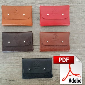 Molde para carteira de cartão em PDF, estojo de couro para cartão de visita, modelo para porta-cartão de crédito, ideias práticas para carteira, artesanato digital em couro faça você mesmo