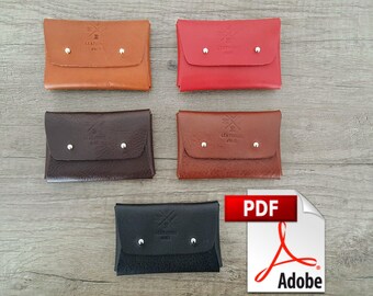 Card wallet pattern PDF Leather Business Card case make, Credit Card Holder template, Practical wallet ideas Digital leather hand crafts DIY