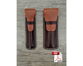 Patrón de porta bolígrafos de cuero, archivo PDF, plantilla de estuche grande para bolígrafos, funda para lápices cosida a mano, patrón de funda para bolígrafos de cuero de tamaño 2, estuche digital para bolígrafos.
