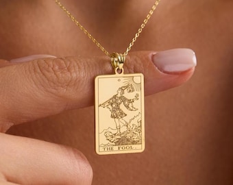 Sterling Silber Tarot-Karten-Halskette: Vergoldeter Anhänger