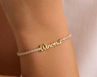 Personalized Diamond Tennis Name Bracelet: Sterling Silver Custom Jewelry