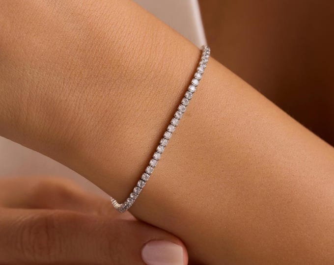 925 Sterling Silver Tennis Bracelet - Gold & Rose Options