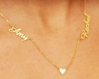 14k Gold Multiple Name Necklace: Personalized Family Jewelry
