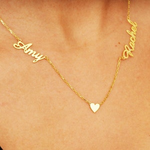 Ketting met meerdere namen, ketting met twee namen, ketting met drie namen, 14k gouden familieketting, perfect cadeau voor moeder, kindernamenketting