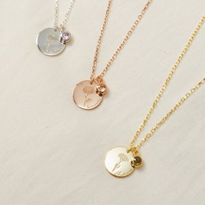 Floral Elegance and Personalized Charm: Birthflower Necklaces for Her Unforgettable Moments, Birth Flower Birthstone Necklace,